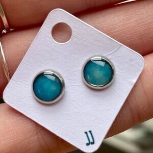 Blue Stone Silver Stud Earrings